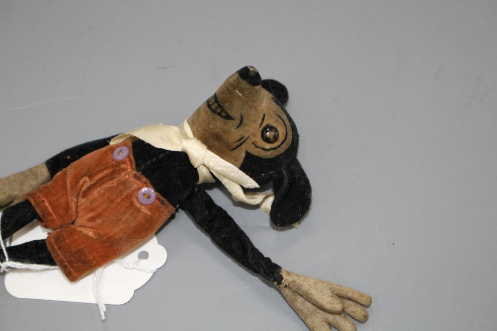 A Deans Mickey Mouse c.1930, good condition, no whiskers and slightly faded